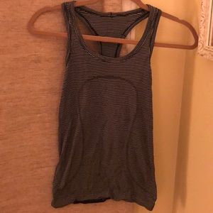 B&W Striped Lululemon Swiftly Teach Racerback